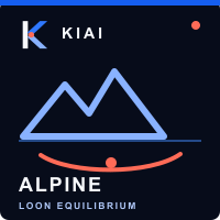 Portada azul oscuro de Alpine Loon Equilibrium con montaña geométrica
